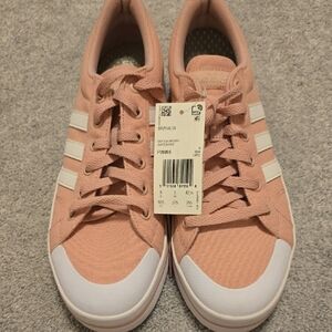 Adidas Women's Soft Pink and White Sneakers
